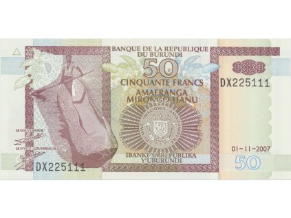 37302 37302 burundi 50 francs 2006 2007 p 36f g