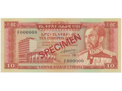 Etiopie, 10 Dollars (1966), anulát - SPECIMEN, P.27s