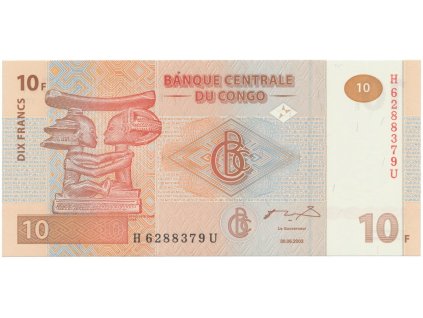 37992 kongo dem republika 10 francs 2003 tisk g d p 93