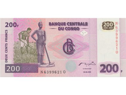 37995 37995 kongo dem republika 200 francs 2000 p 95a