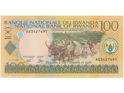 38133 38133 rwanda 100 francs 2003 p 29b