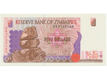 38361 38361 zimbabwe 5 dollars 1997 p 5b