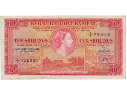 38589 38589 bermudy 10 shillings 1957 p 19b