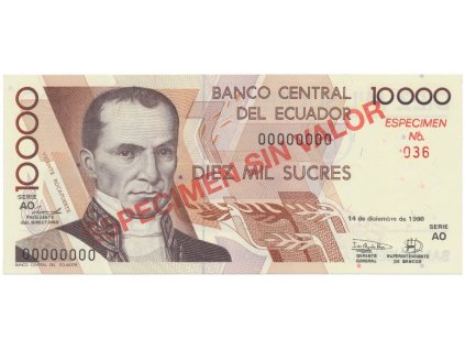 Ekvádor, 10.000 Sucres 1998, anulát - ESPECIMEN, P.127s4