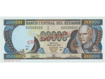 38892 38892 38892 ekvador 20 000 sucres 1999 anulat especimen p 129s3