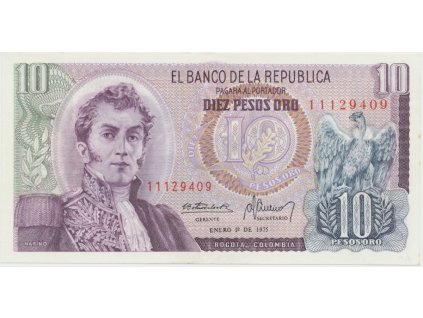 39087 kolumbie 10 pesos oro 1975 1978 p 407f