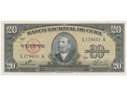Kuba, 20 Pesos 1960, podpis „Che", P.80c