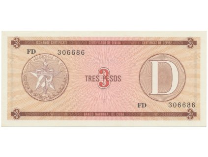 Kuba, 3 Pesos b.d., série D, P.FX28