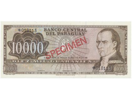 40020 40020 paraguay 10 000 guaranies 1952 specimen p 204cs