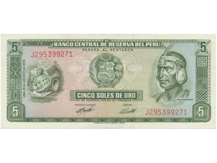 40035 40035 40035 peru 5 soles de oro 1973 1974 p 99c