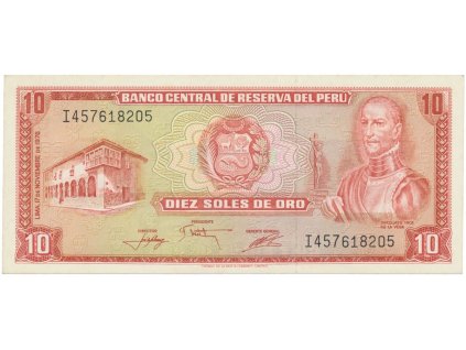 Peru, 10 Soles de Oro 1976, P.112