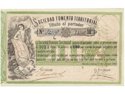 40203 40203 40203 uruguay 10 pesos 1868 p s481