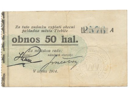 Třebíč - město, 50 hal srpen 1914, série A, HH.223.5.4a