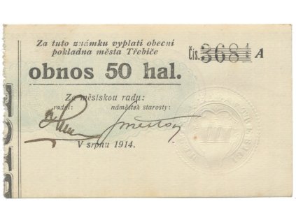 Třebíč - město, 50 hal srpen 1914, série A, HH.223.5.4h