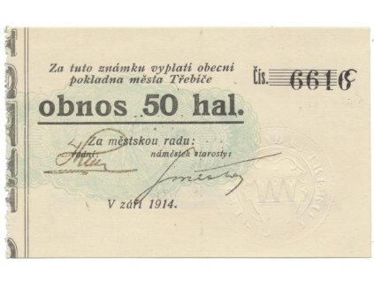 Třebíč - město, 50 hal září 1914, série C, HH.223.5.9a