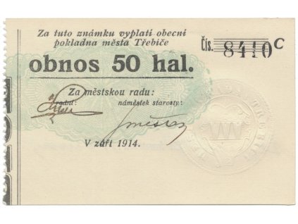 Třebíč - město, 50 hal září 1914, série C, HH.223.5.9b