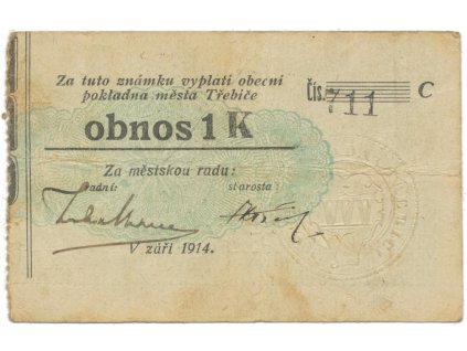 Třebíč - město, 1 K září 1914, slabší K, HH.223.5.10b2