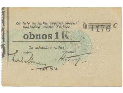 Třebíč - město, 1 K září 1914, slabší K, HH.223.5.10c2