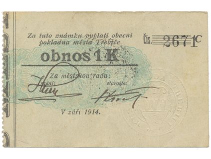 Třebíč - město, 1 K září 1914, silnější K, HH.223.5.10e1