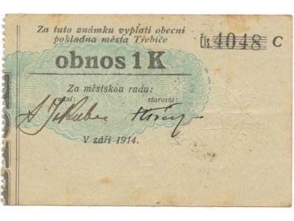 Třebíč - město, 1 K září 1914, silnější K, HH.223.5.10j1