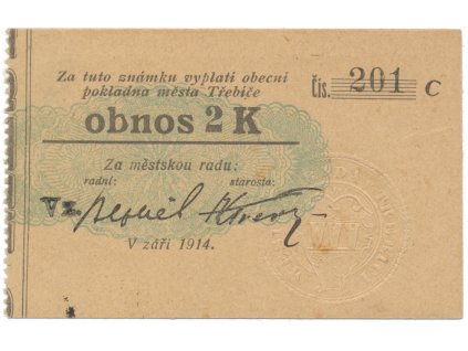 Třebíč - město, 2 K září 1914, silnější K, HH.223.5.11a1