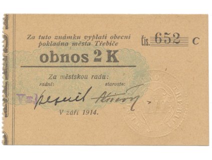 Třebíč - město, 2 K září 1914, silnější K, HH.223.5.11b1