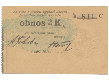 Třebíč - město, 2 K září 1914, silnější K, HH.223.5.11d1
