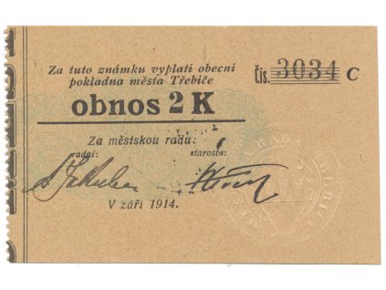 Třebíč - město, 2 K září 1914, silnější K, HH.223.5.11e1