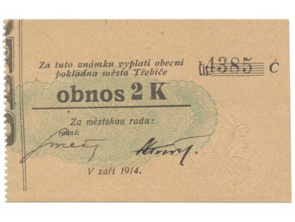 Třebíč - město, 2 K září 1914, slabší K, bez "starosta :", HH.223.5.11i2