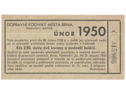 40938 40938 40938 brno elektricke drahy 2 50 kcs unor 1950 hh 16 1 13a