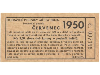 40950 40950 brno elektricke drahy 2 50 kcs cervenec 1950 hh 16 1 18a