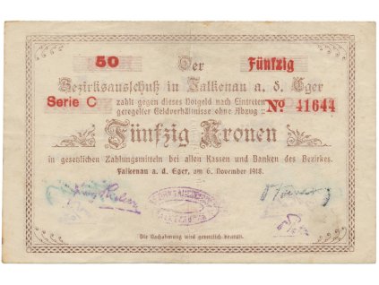 Falkenau (Falknov) - okres, 50 K 1918, HH.46.1.8b