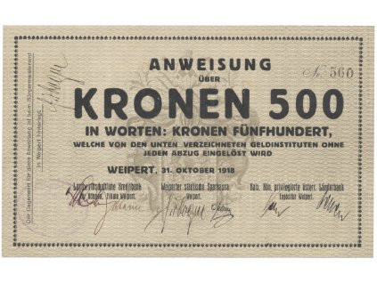 41058 41058 41058 weipert vejprty penezni ustavy 500 k 1 10 1918 hh 248 2 1
