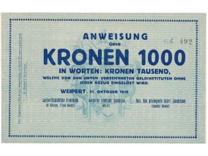 41061 41061 weipert vejprty penezni ustavy 1000 k 1 10 1918 hh 248 2 2b