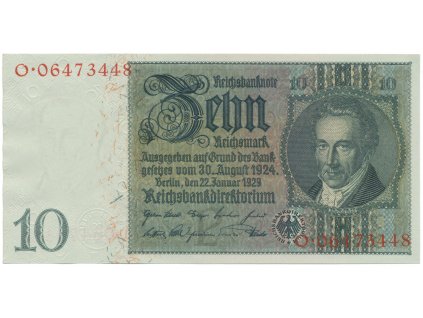 Německo, 10 Reichsmark 1929, typ H/H, Hej.D2a