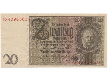 Německo, 20 Reichsmark 1929, typ O/O, Hej.D3c