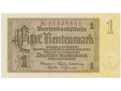 Německo, 1 Rentenmark 1937, říšský číslovač, Hej.D11b
