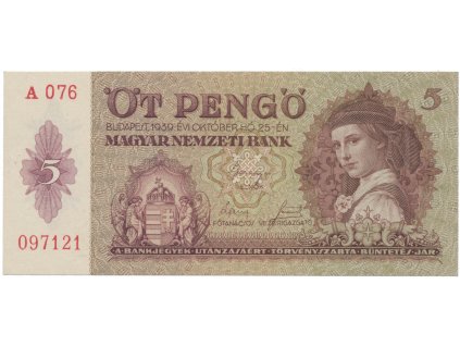 41325 41325 madarsko 5 pengo 1939 hej h4