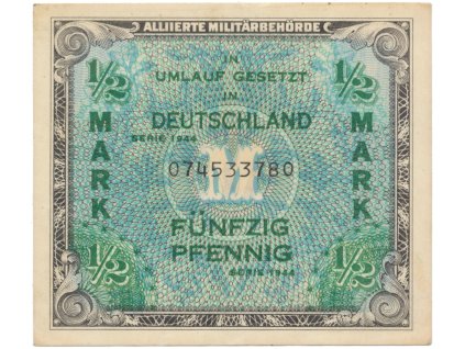 41328 41328 41328 okupacni poukazky allierte 1 2 mark 1944 tisk usa 9 mistny cislovac hej am1a