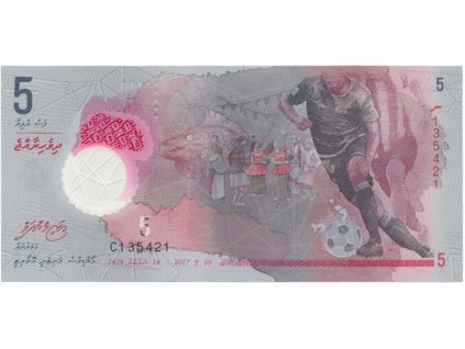 Maledivy, 5 Rufiyaa 2017, plastová, P.26A