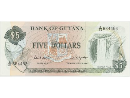 42441 42441 guyana 5 dollars 1989 p 22ef