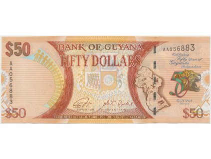 42444 42444 guyana 50 dollars 2016 pametni 50 let guyany p 41