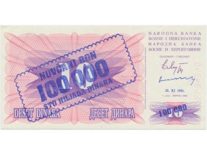 Bosna a Hercegovina, 100,000 Dinara 1993, P.34b