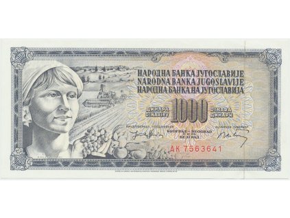 Jugoslávie, 1000 Dinara 1974, P.86