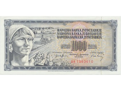 Jugoslávie, 1000 Dinara 1974, P.86
