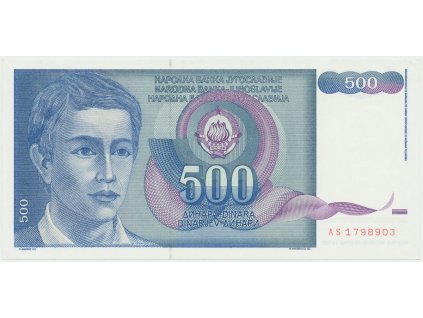 Jugoslávie, 500 Dinara 1990, P.106