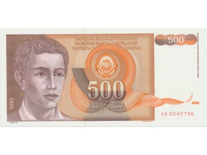 Jugoslávie, 500 Dinara 1991, P.109