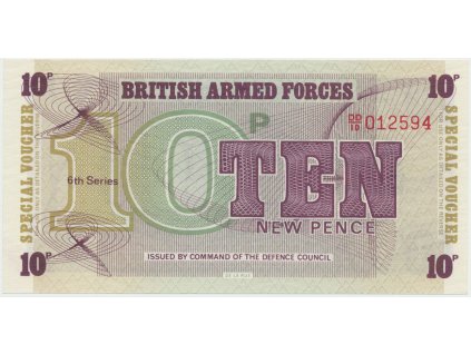 Velká Británie, 10 New Pence (1972), BAF - vojenské vydání, tisk TDLR, P.M45a