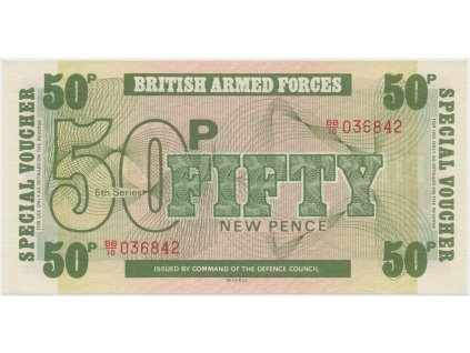 Velká Británie, 50 New Pence (1972), BAF - vojenské vydání, tisk TDLR, P.M46a