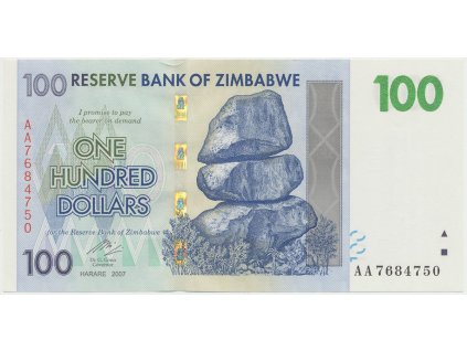 42885 42885 zimbabwe 100 dollars 2007 p 69